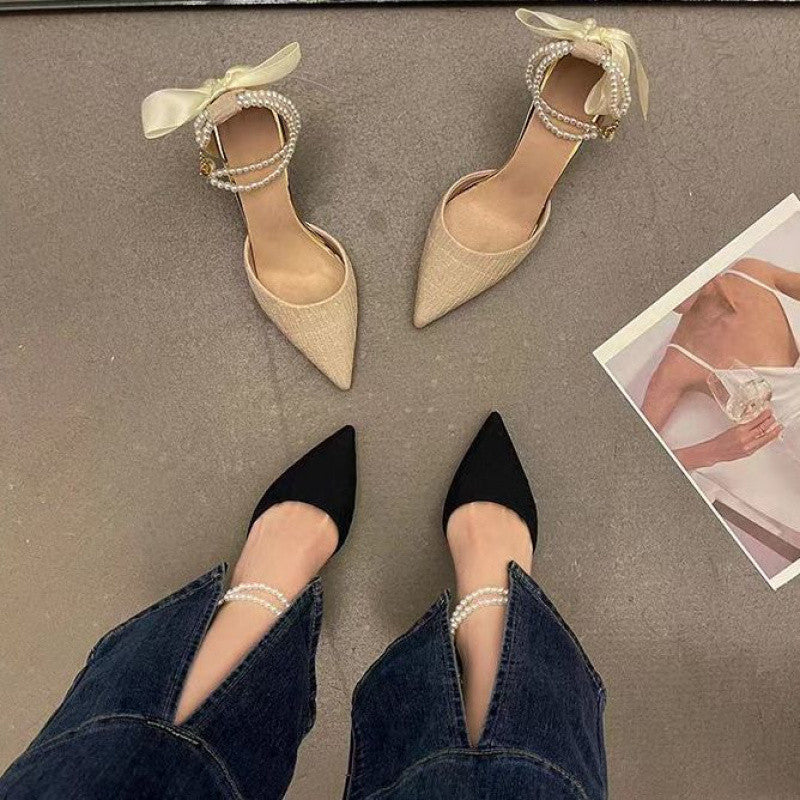 Naisten elegantit Slingback-korkokengät, joissa on siro remmi ja kiiltävä pinta Luvik