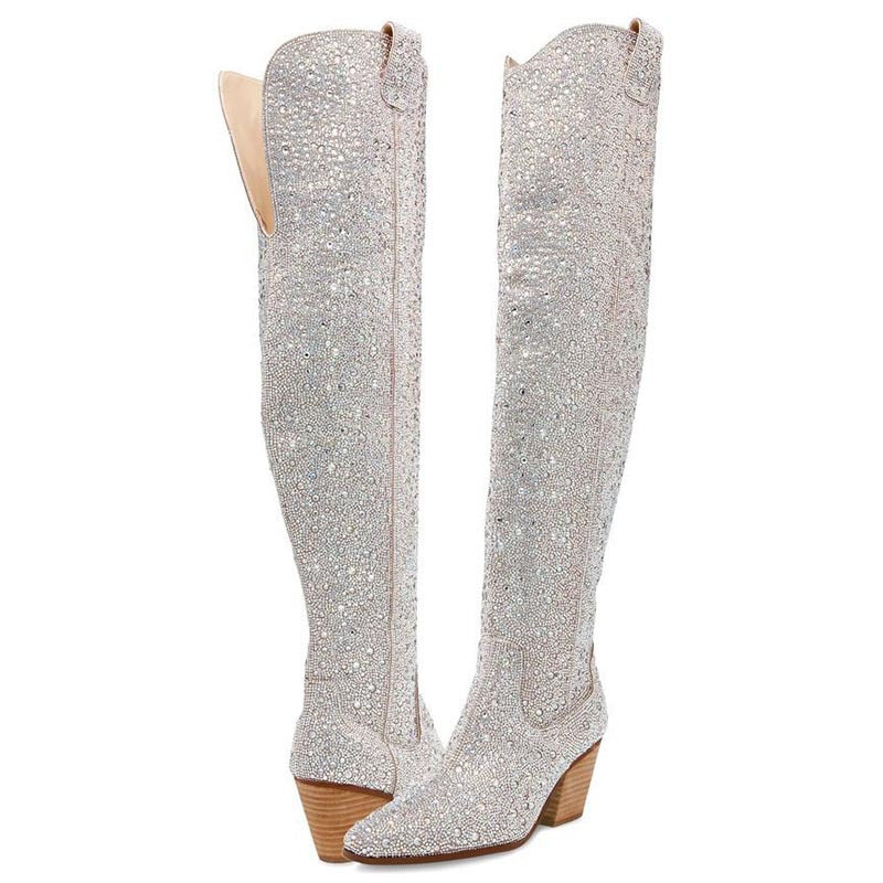 Femme Ylätaipeeseen Glam Shimmer Stiletto Saappaat Luvik