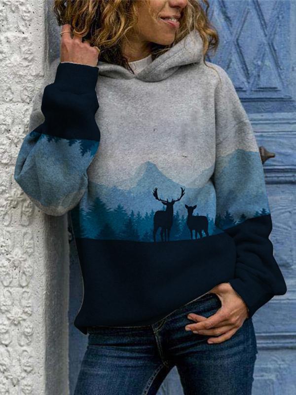 Luvik | Huppari Pitkähihainen Digitaalipainatus Reilu Rentousv Sweater Naisille