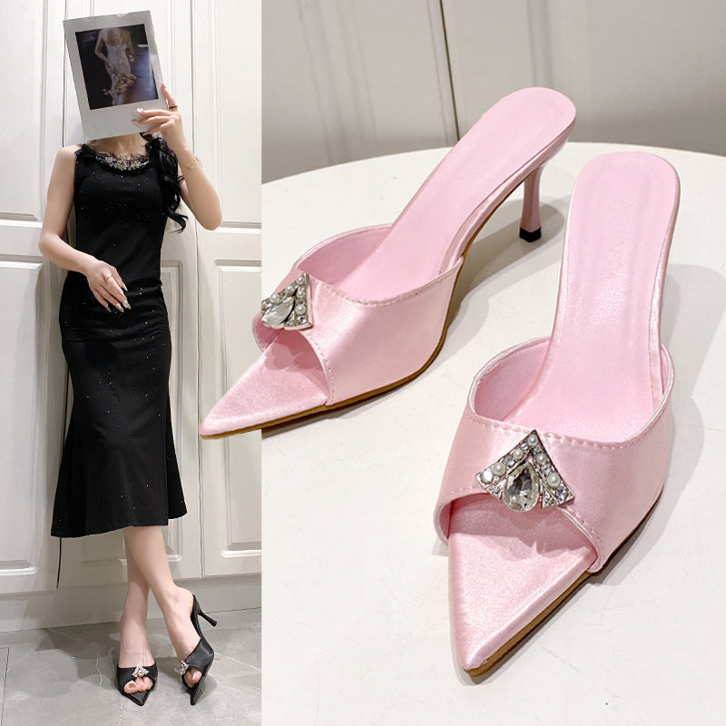 Naiset Elegantit Slingback-korkokengät kimaltavalla korupinnoitteella ja tyylikkäällä muotoilulla Luvik
