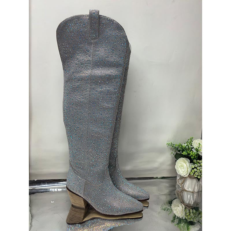 Femme Ylätaipeeseen Glam Shimmer Stiletto Saappaat Luvik