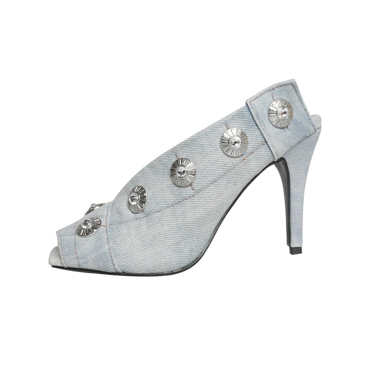 Femme Leikkauksella Peeptoe Slingback-Korkokengät koristeellisilla niiteillä Luvik