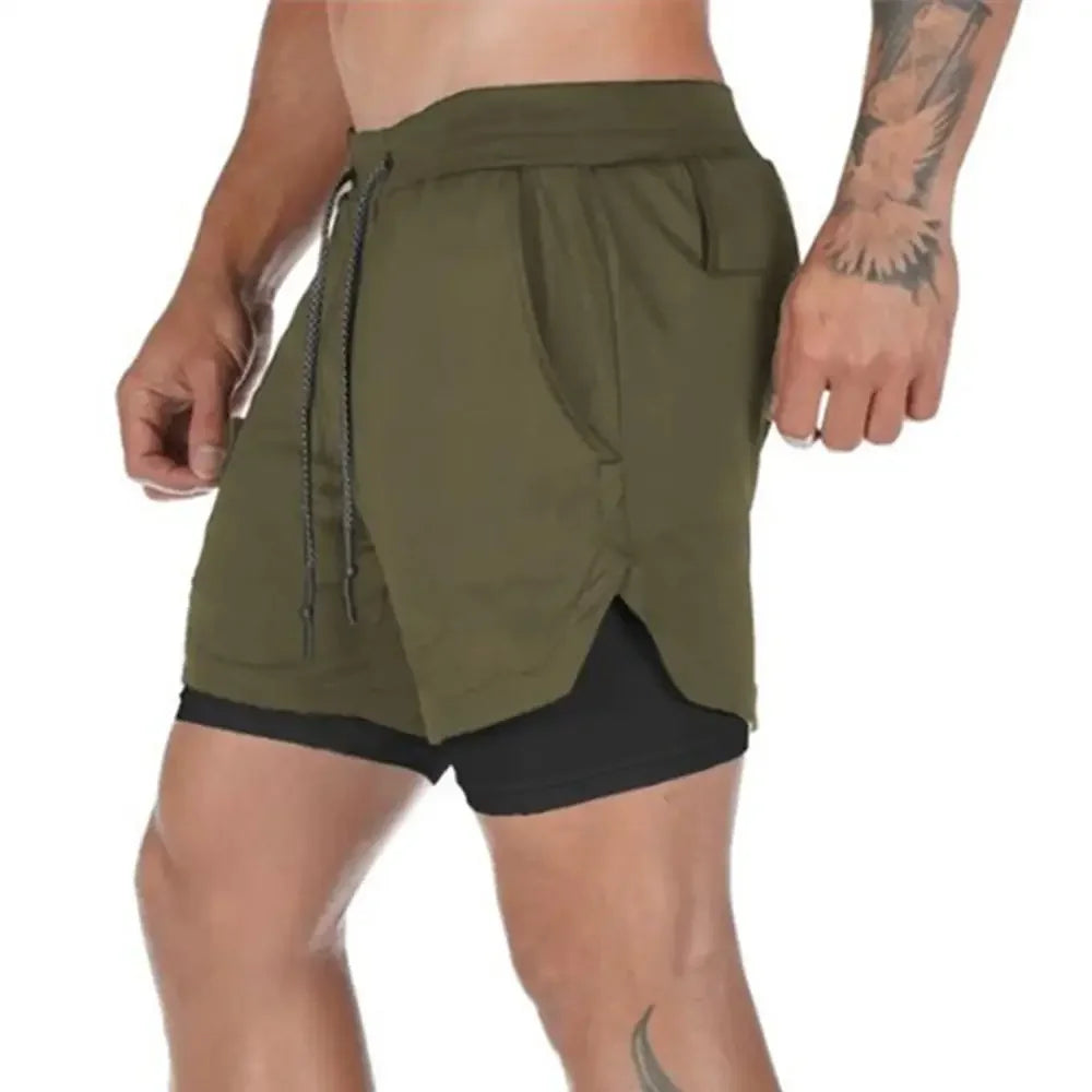 Luvik | Miesten Camo 2 in 1 Juoksushortsit Kuntosaliin & Urheiluun