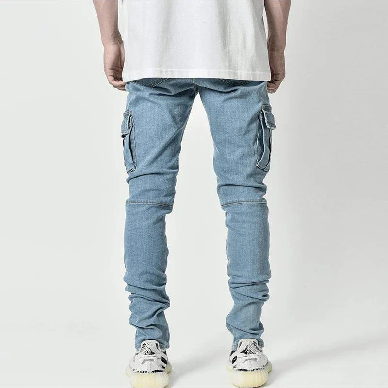 Luvik | Herren Cargojeans Aus Gewaschenem Denim Mit Mehreren Taschen