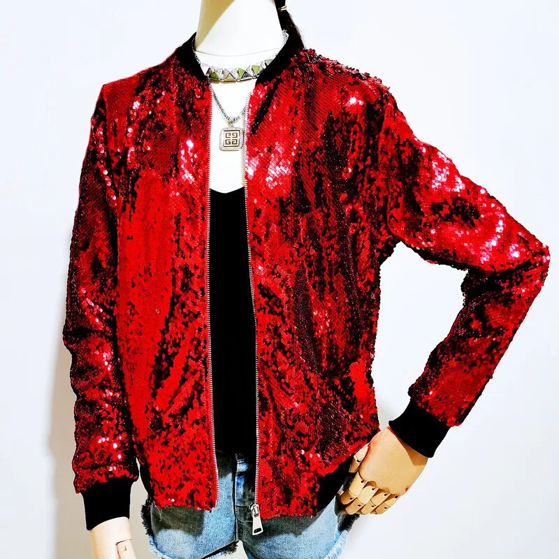 Luvik | Paillettenmantel Bomberjacke