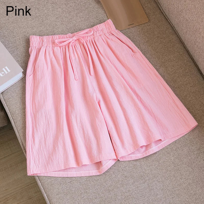 Luvik | Puuvilla-linen polvipituiset shortsit
