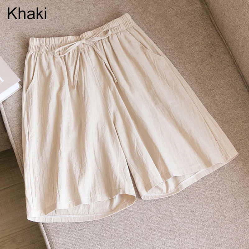 Luvik | Puuvilla-linen polvipituiset shortsit