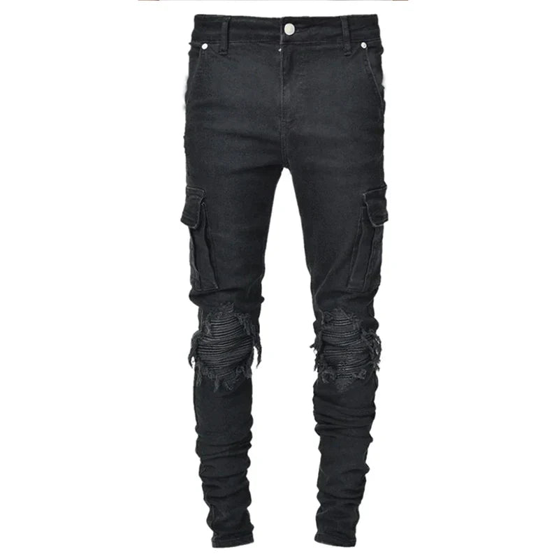 Luvik | Herren Cargojeans Aus Gewaschenem Denim Mit Mehreren Taschen