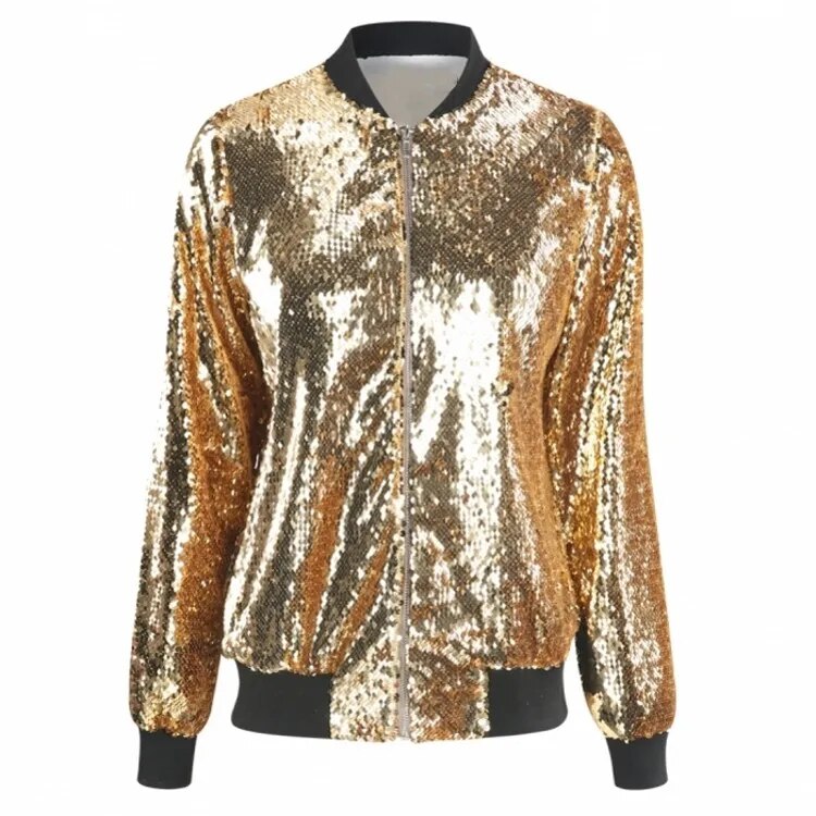 Luvik | Paillettenmantel Bomberjacke