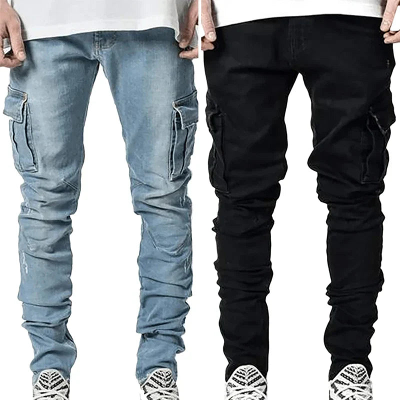 Luvik | Herren Cargojeans Aus Gewaschenem Denim Mit Mehreren Taschen