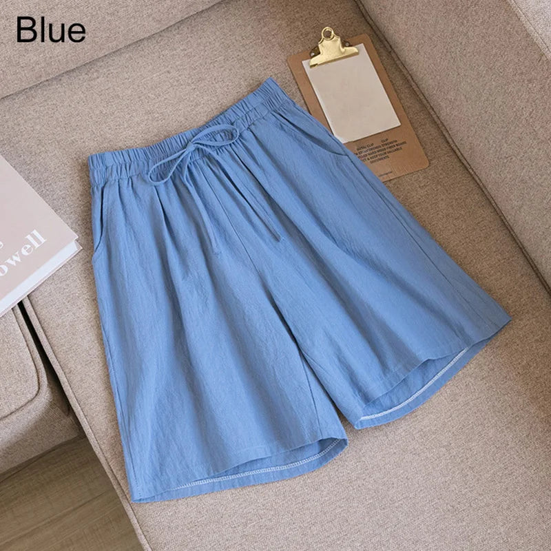 Luvik | Puuvilla-linen polvipituiset shortsit