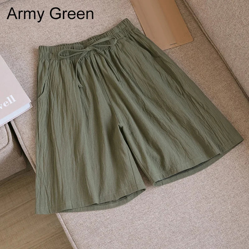 Luvik | Puuvilla-linen polvipituiset shortsit