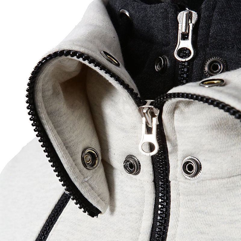 Luvik | Slim Fit Fleece Urheilutakki Vetoketjulla Ja Huppulla Miehille