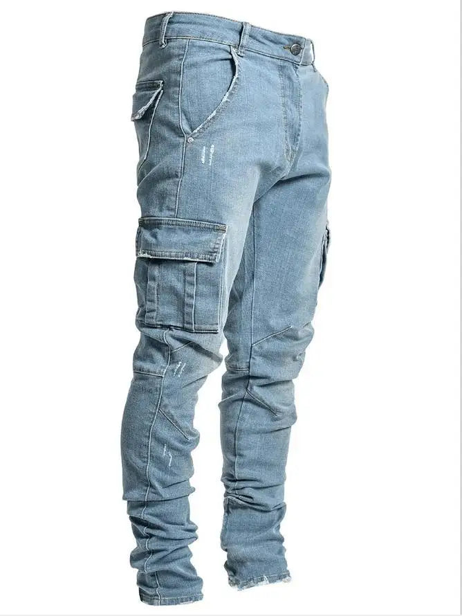 Luvik | Herren Cargojeans Aus Gewaschenem Denim Mit Mehreren Taschen