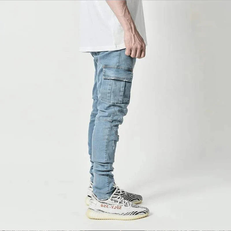 Luvik | Herren Cargojeans Aus Gewaschenem Denim Mit Mehreren Taschen