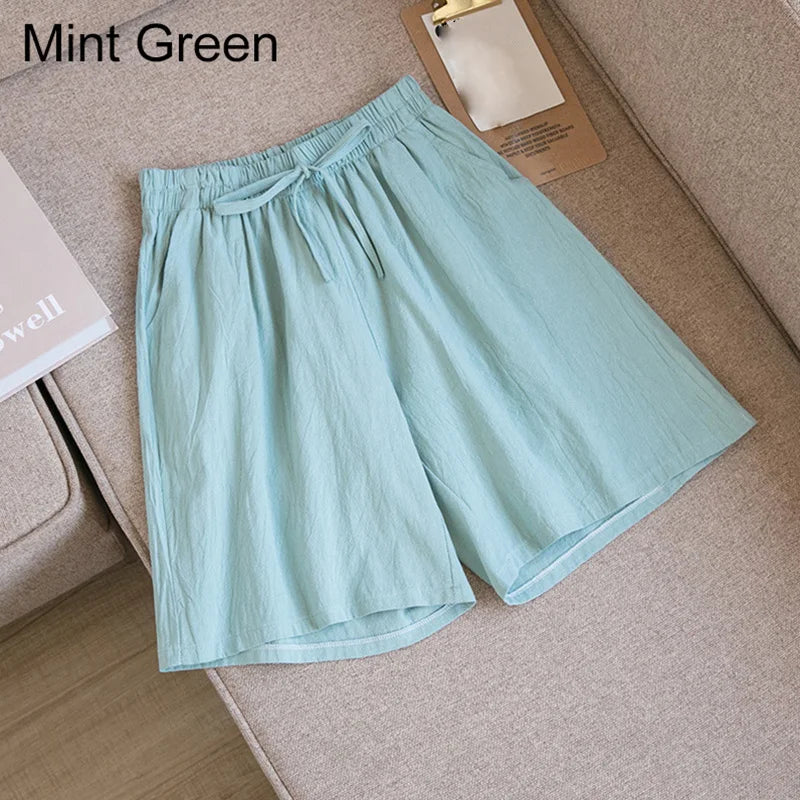 Luvik | Puuvilla-linen polvipituiset shortsit
