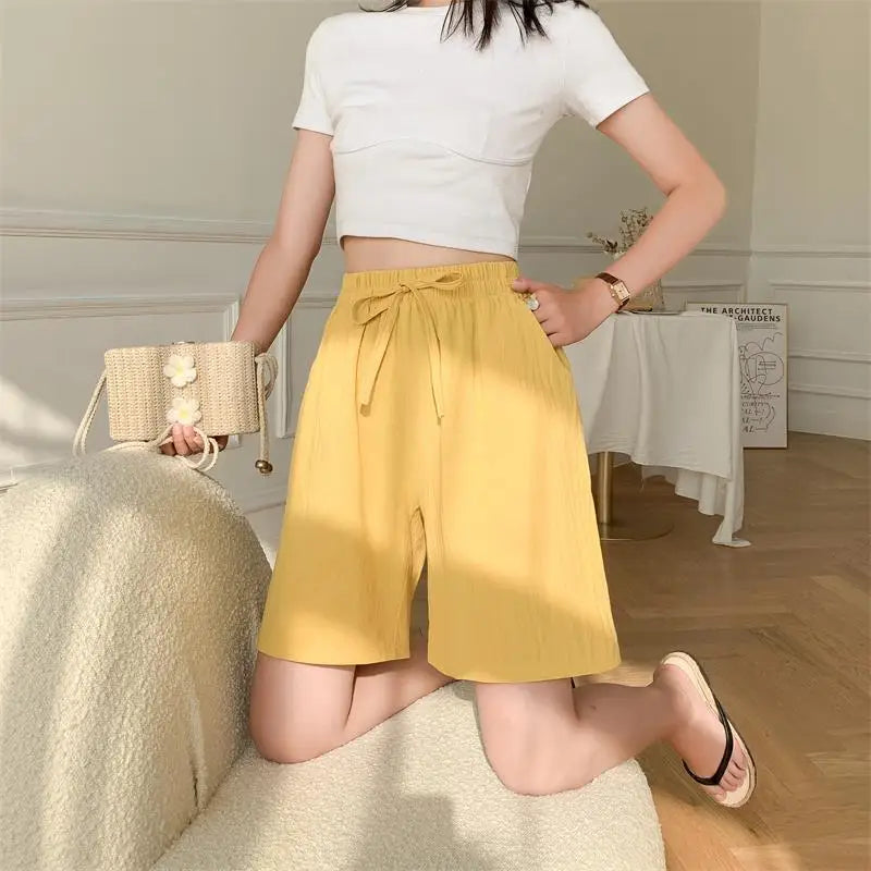 Luvik | Puuvilla-linen polvipituiset shortsit