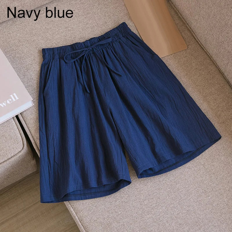 Luvik | Puuvilla-linen polvipituiset shortsit