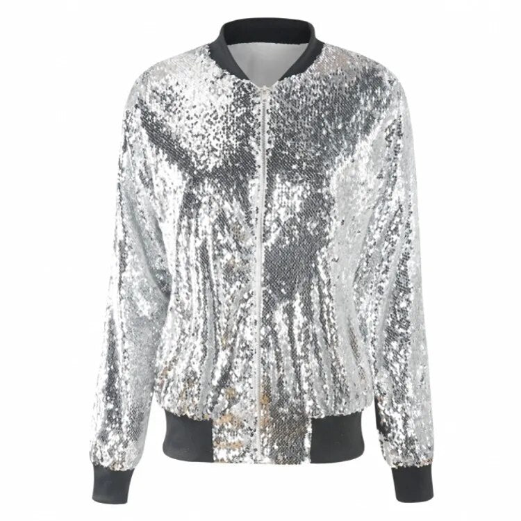 Luvik | Paillettenmantel Bomberjacke