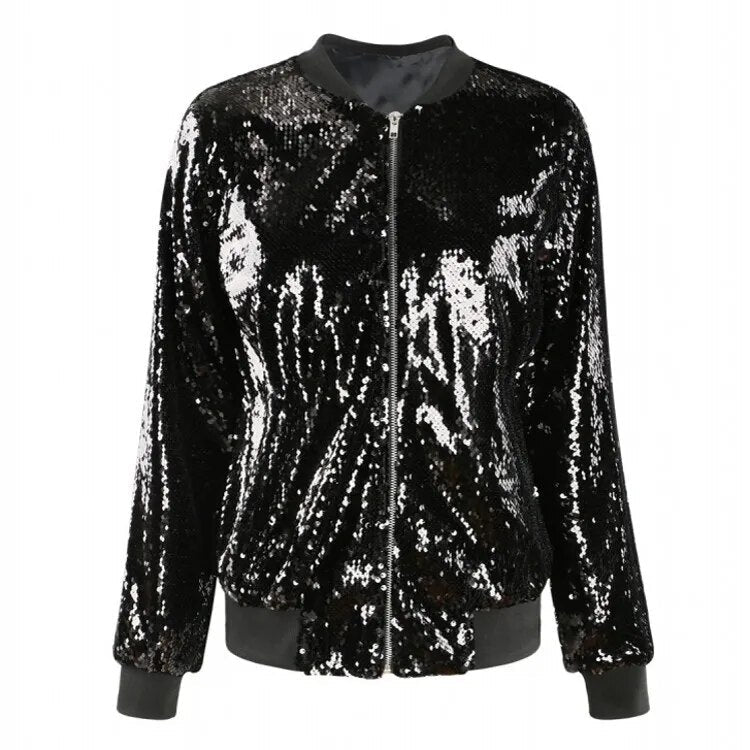 Luvik | Paillettenmantel Bomberjacke