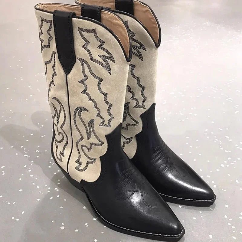 Luvik | Viinikeruu Lännen tyyli Värjätty Slip on Cowboy Saappaat