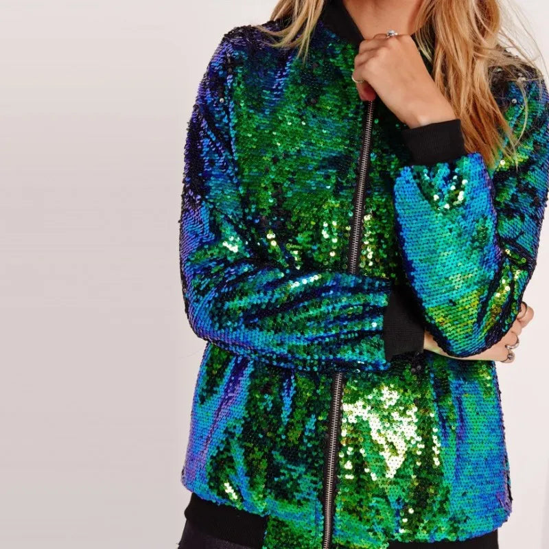 Luvik | Paillettenmantel Bomberjacke