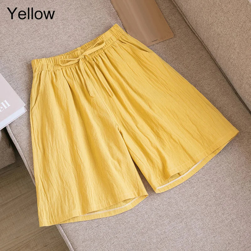 Luvik | Puuvilla-linen polvipituiset shortsit