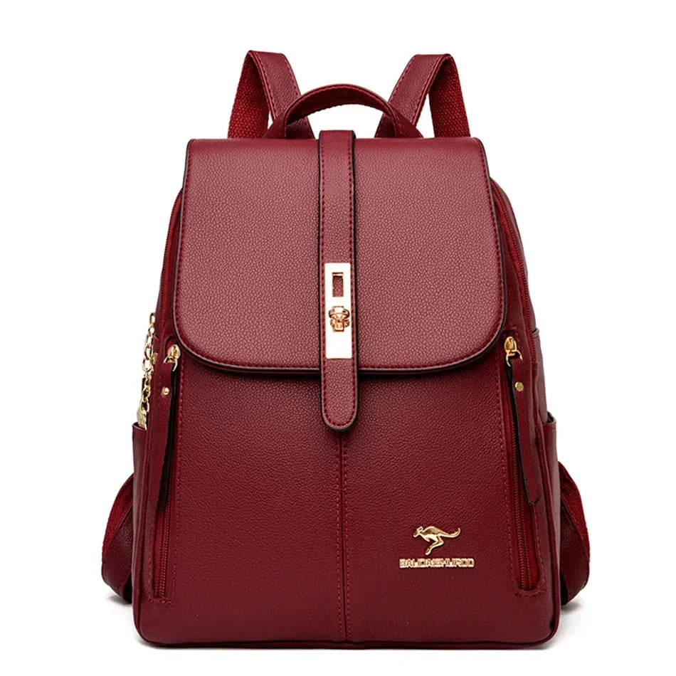 Luvik | Anti Diebstahl Lederrucksack Für Damen Mit Großem Fassungsvermögen