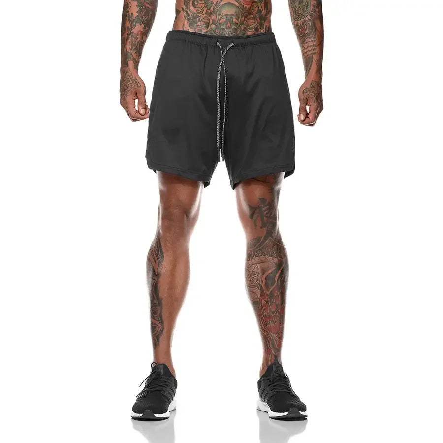 Luvik | Miesten Camo 2 in 1 Juoksushortsit Kuntosaliin & Urheiluun