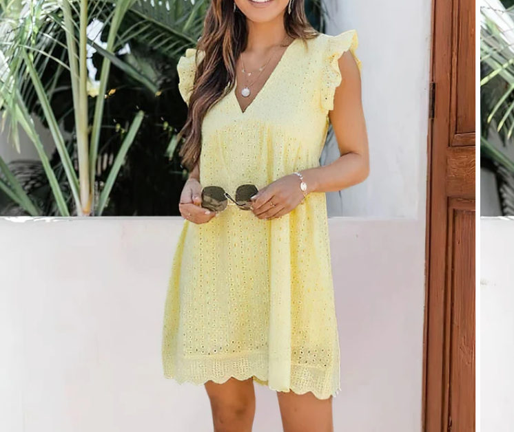 Luvik | Kesäinen Boho Eyelet Mini Mekko