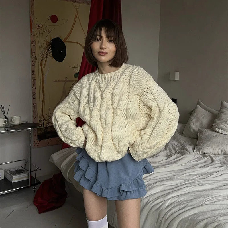 Luvik | Übergroßer Pullover Mit Zopfmuster Für Damen