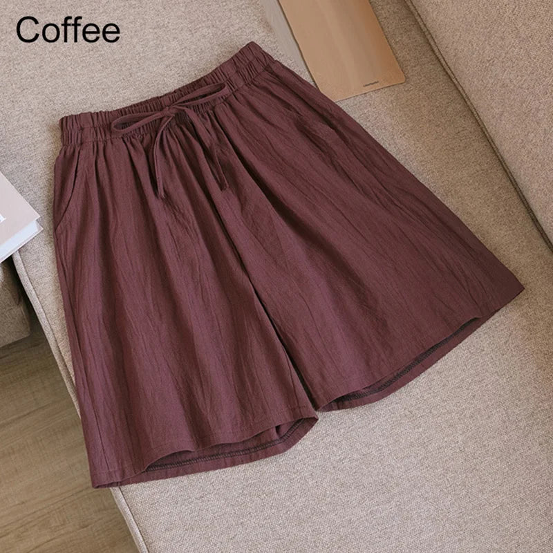 Luvik | Puuvilla-linen polvipituiset shortsit