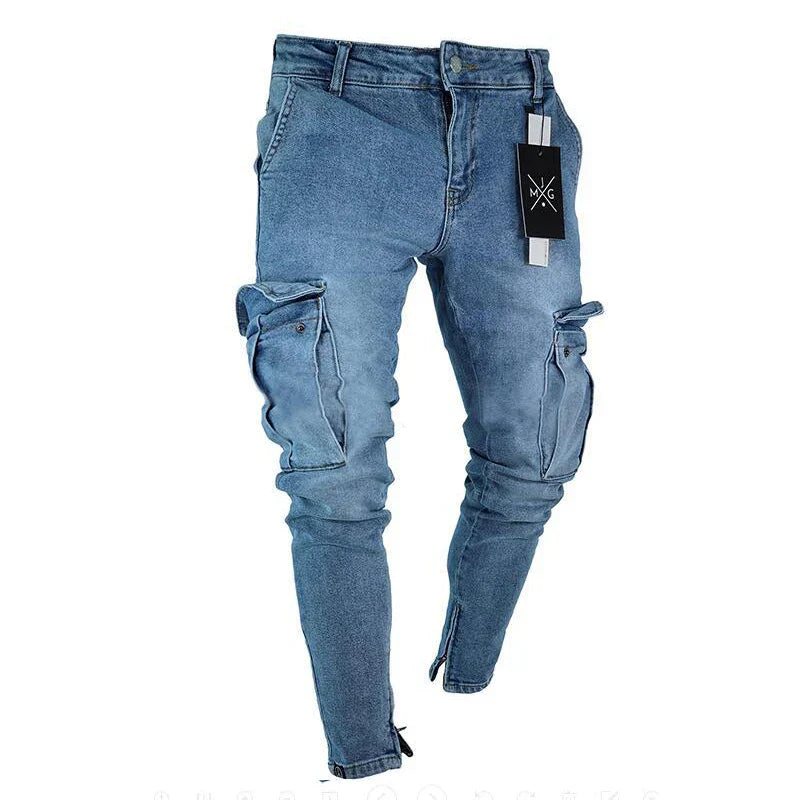 Luvik | Herren Cargojeans Aus Gewaschenem Denim Mit Mehreren Taschen
