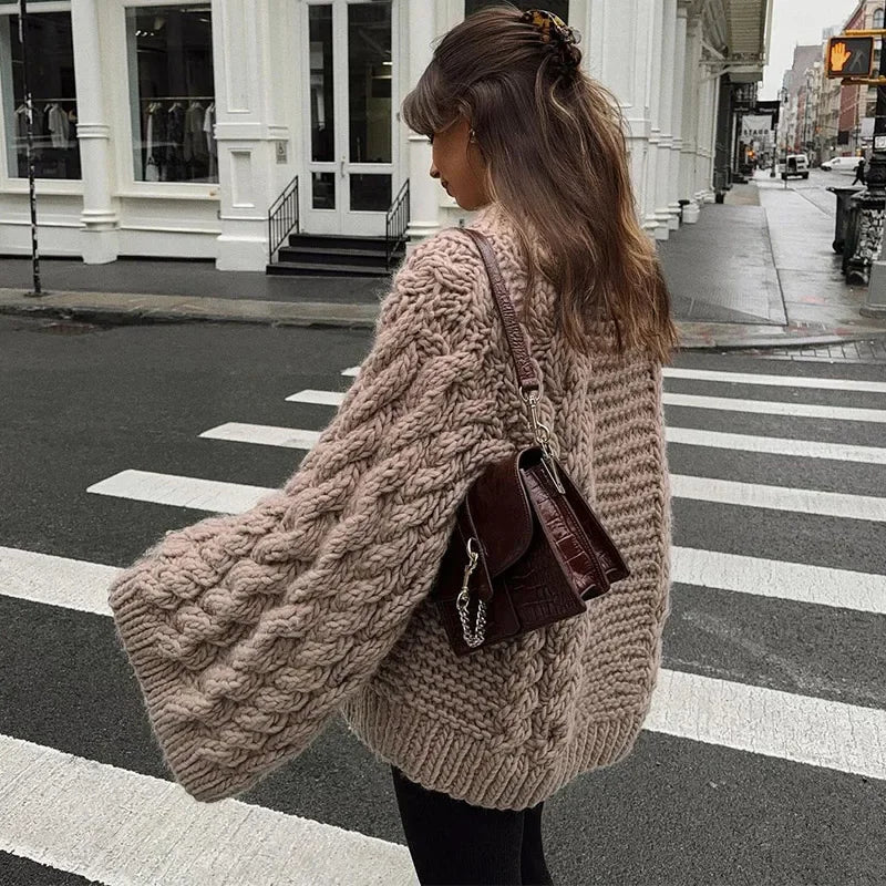 Luvik | Übergroßer Pullover Mit Zopfmuster Für Damen
