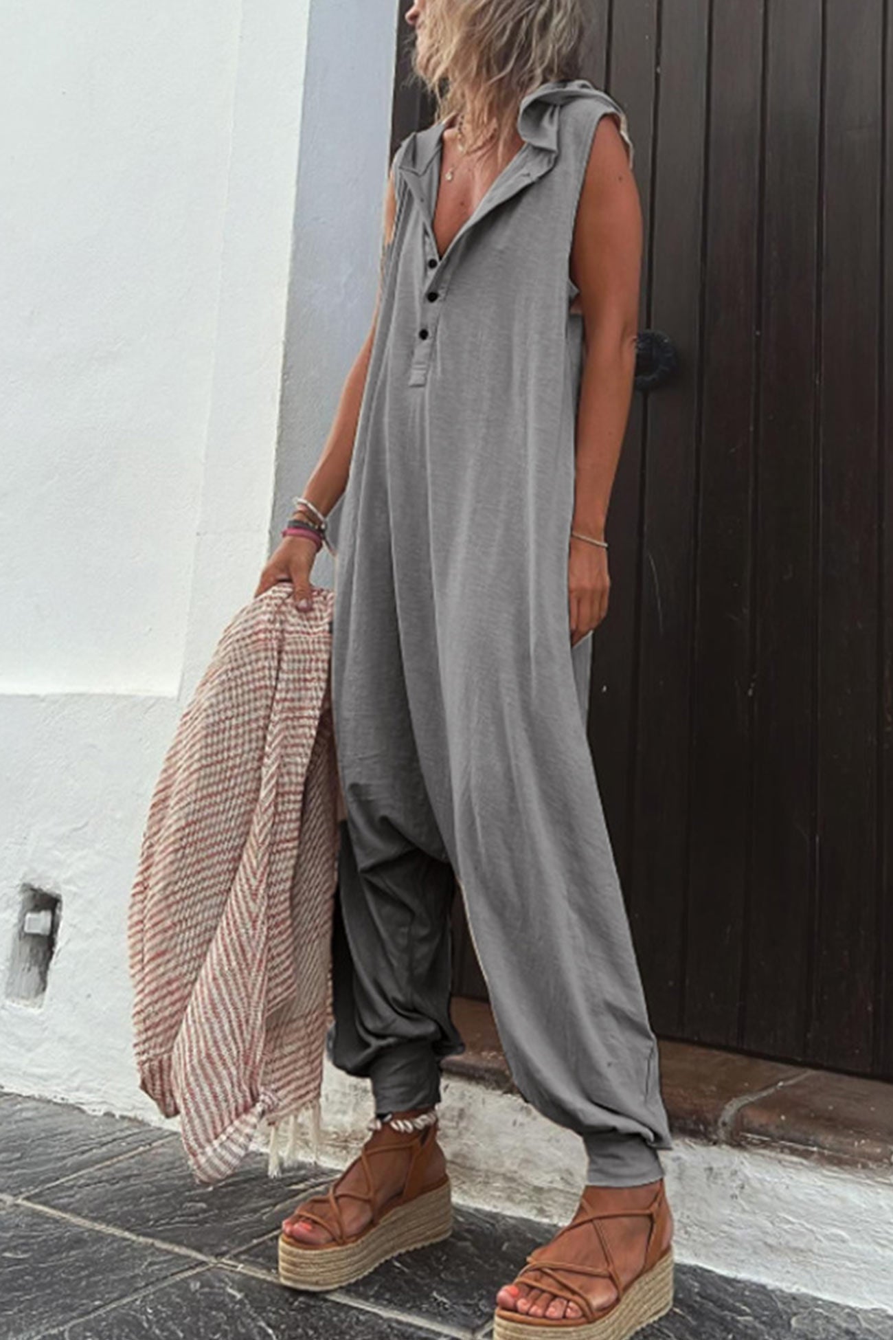 Luvik | bustless sleeveless hoodie jumpsuit