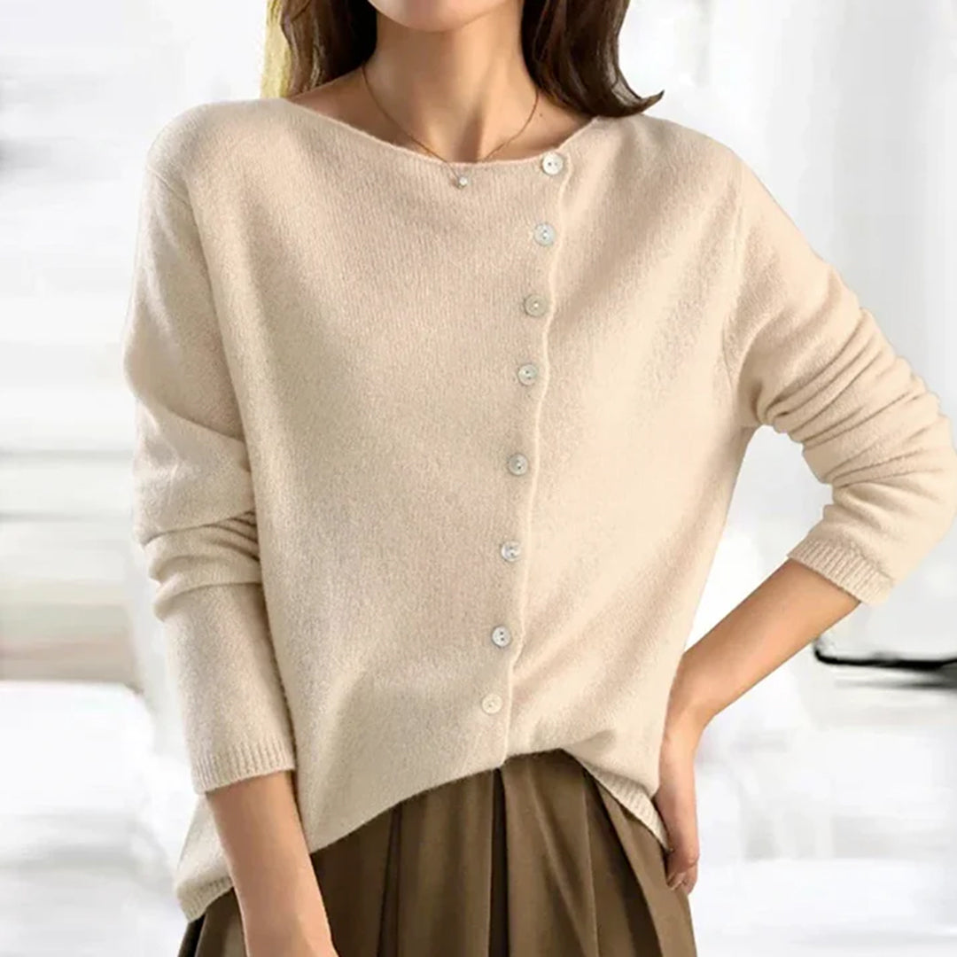 Luvik | with buttons U Boat U Neck Knit Sweater Women's Clothing