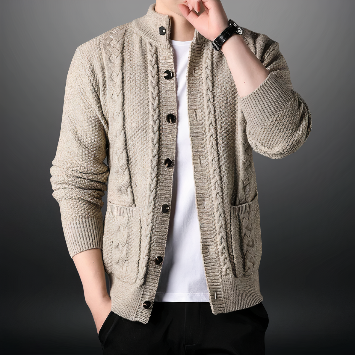 Luvik | Strickjacke Mit Zopfmuster Und Knöpfen Für Herren