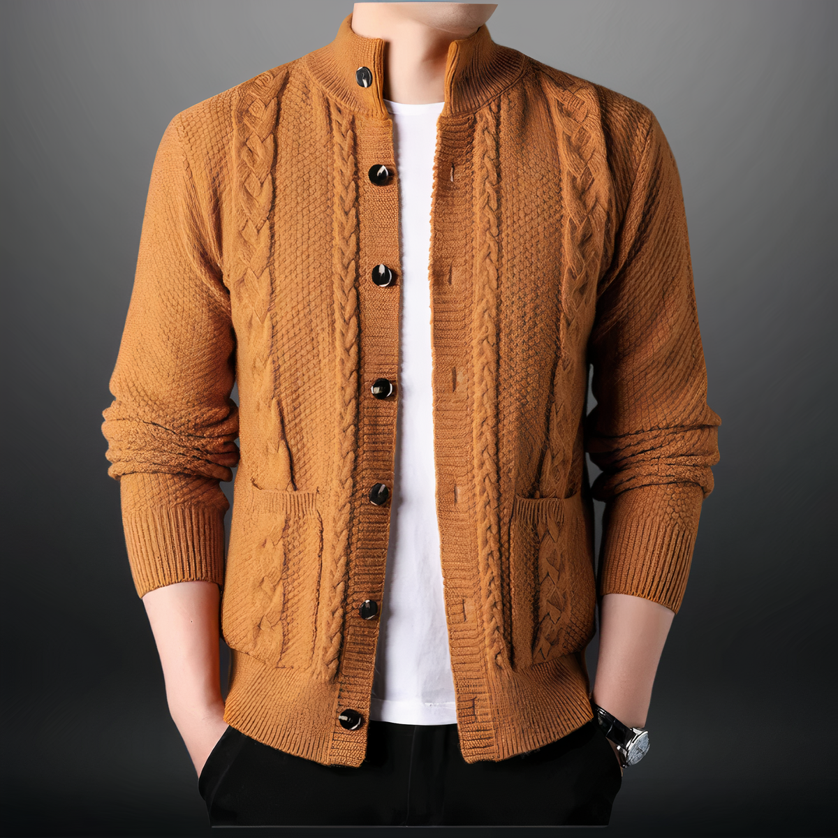 Luvik | Strickjacke Mit Zopfmuster Und Knöpfen Für Herren