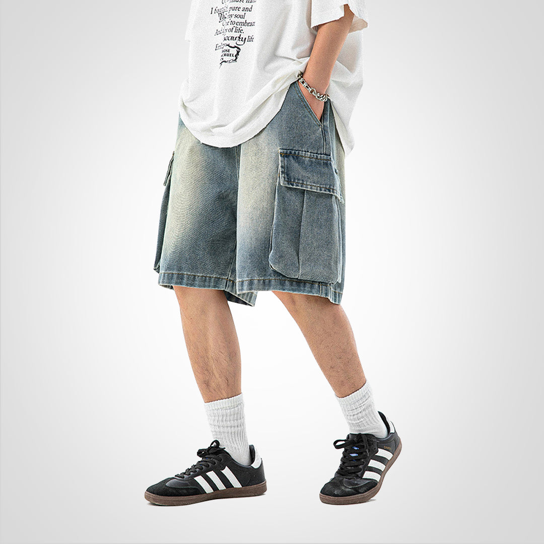 Luvik | Kesä Denim Cargo Shortsit Iso tasku