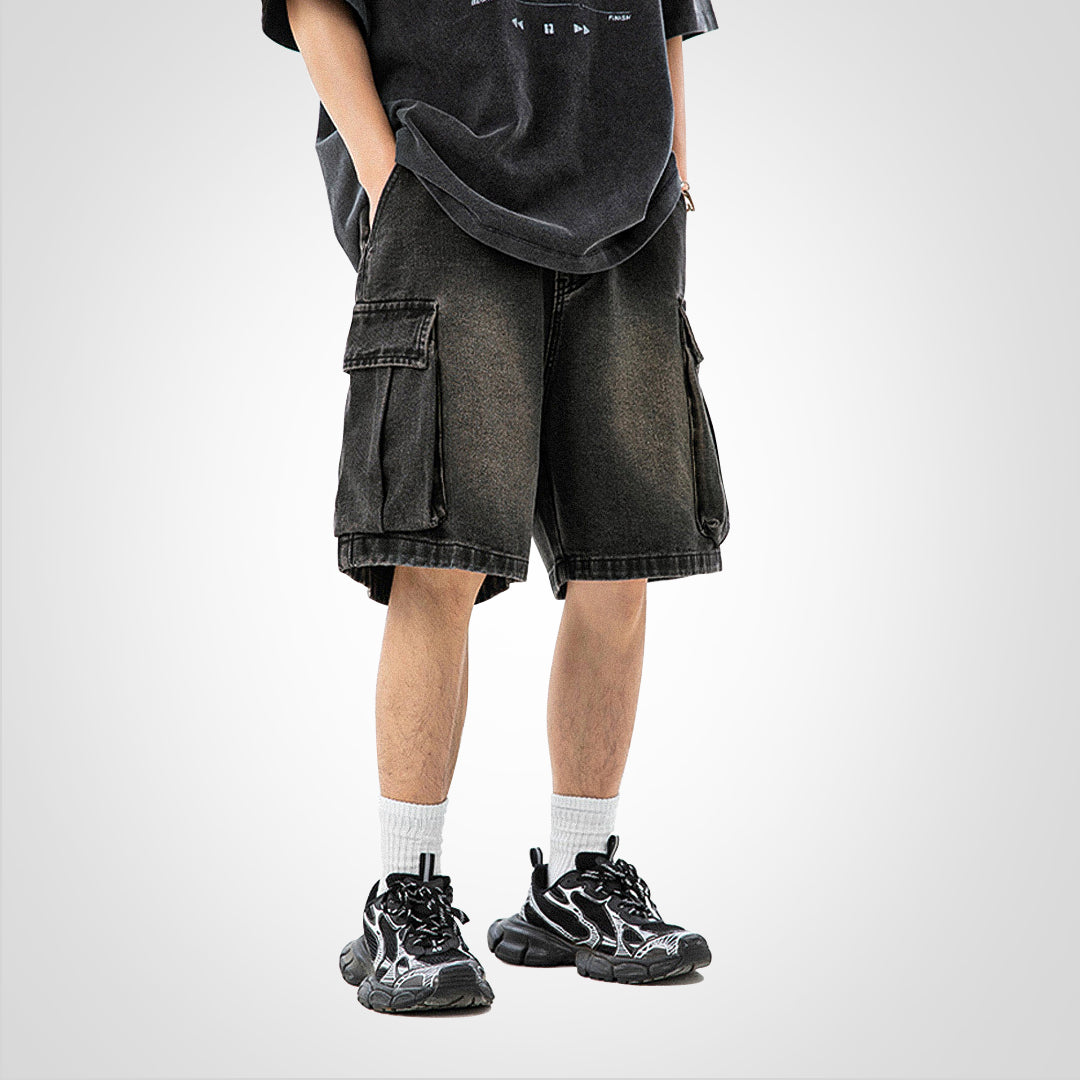 Luvik | Kesä Denim Cargo Shortsit Iso tasku