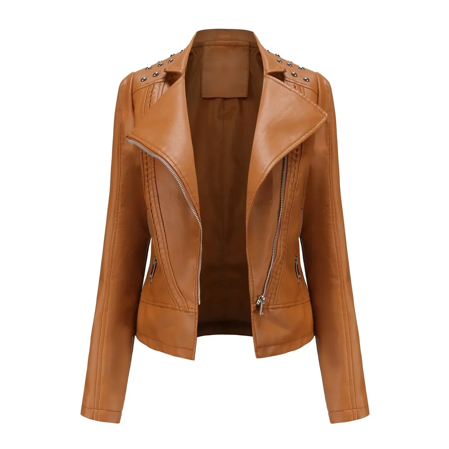 Luvik | Punk Niitti Keinonahkatakki Slim Fit Retro Biker Tyyli