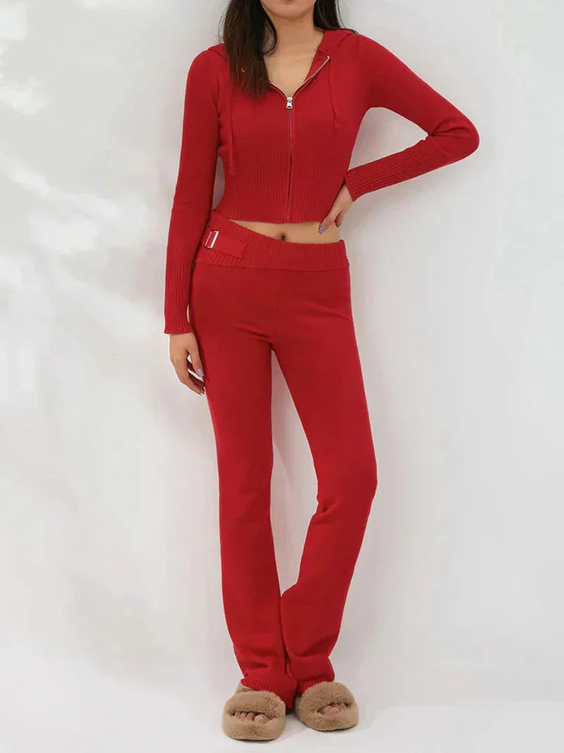 Luvik | Neulottu Setti Hupparipaita Neulottu Cardigan Neulottu Setti Loungewear Naisille