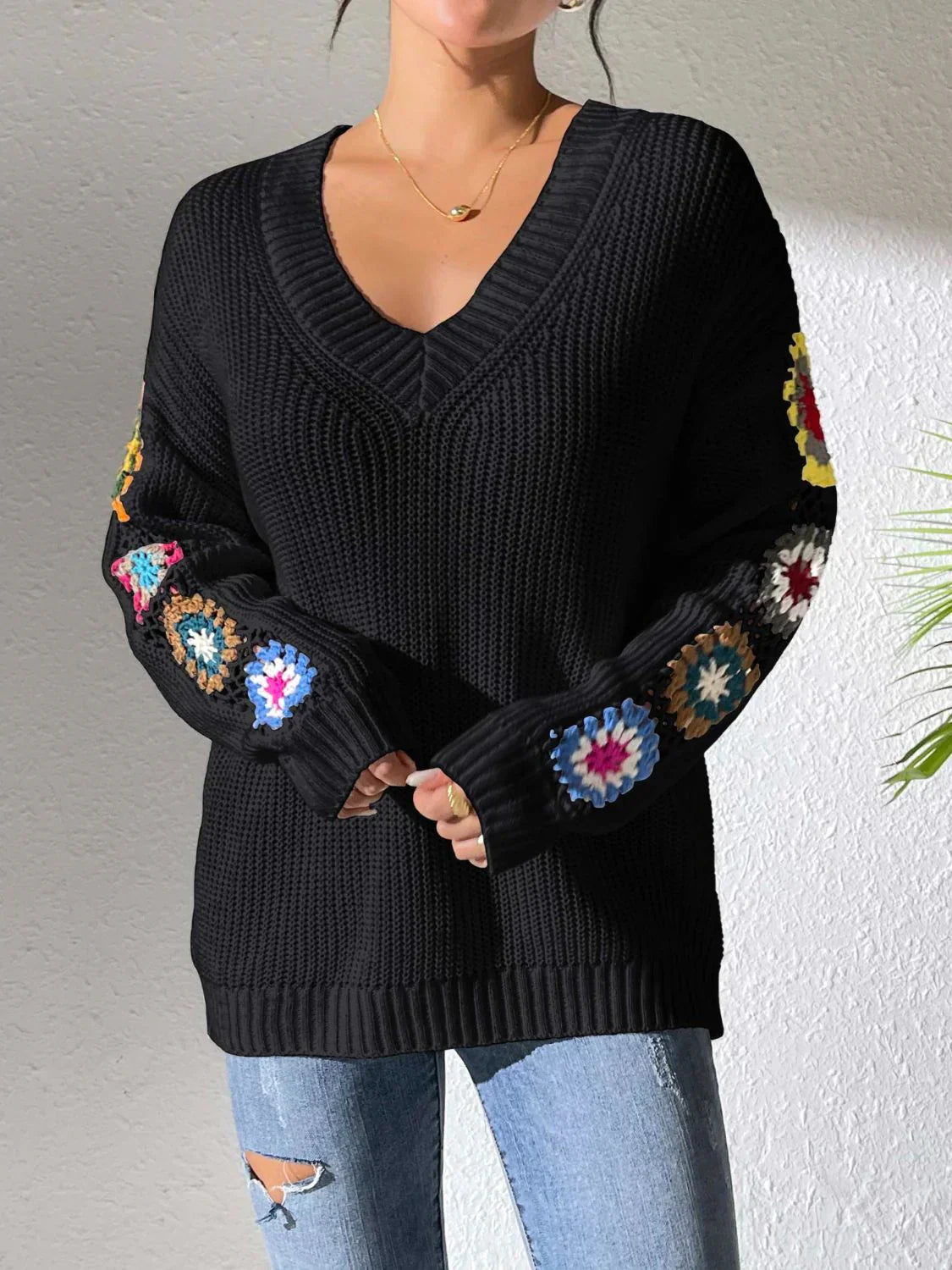 Luvik | Blumen Naisten Sweatshirt V-kaula-aukoilla Melanie