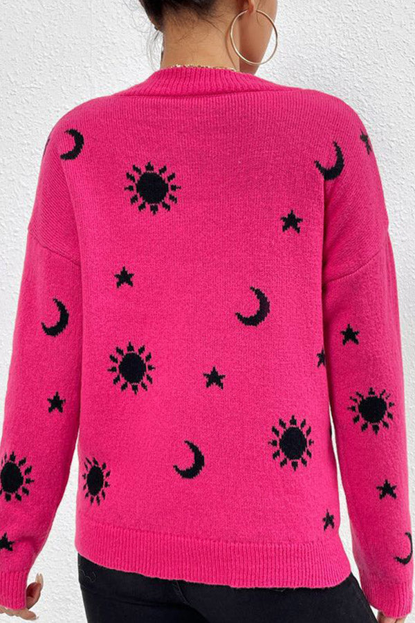 Luvik | Skull Jacquard Pyöreäkauluspusero Neulepusero