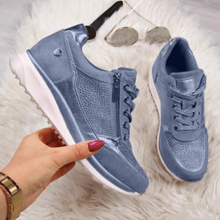 Luvik | Siniset Lace Up Sneakerit vetoketjulla naisille