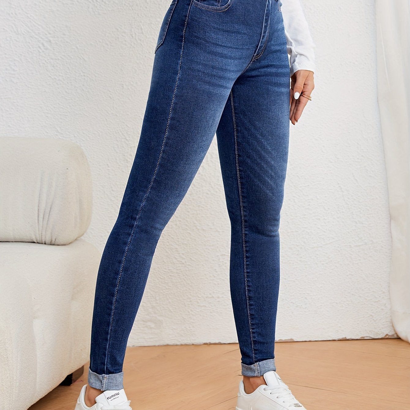Luvik | Oliivinvihreät High Waist Slim Fit Farkut Stretch Denim
