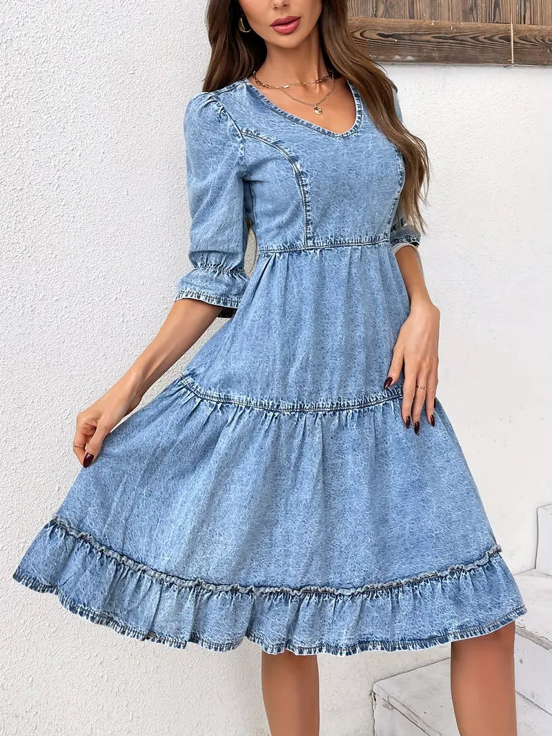 Luvik | Denim Mekko Korkealaatuisessa Laadussa