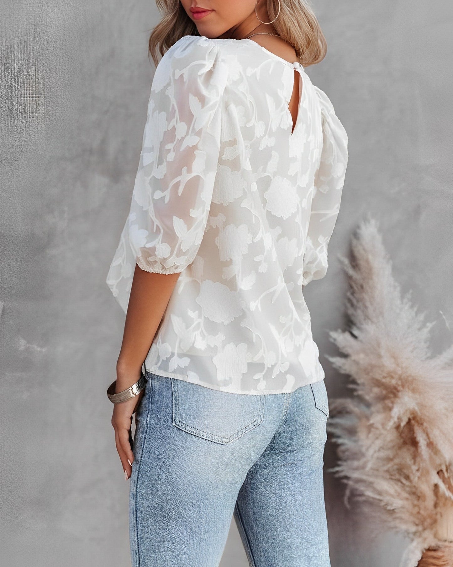 Luvik | Puff Sleeve Chiffon Shirt