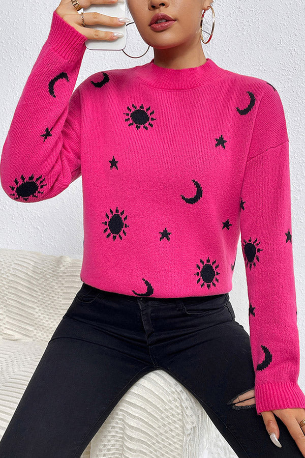 Luvik | Skull Jacquard Pyöreäkauluspusero Neulepusero