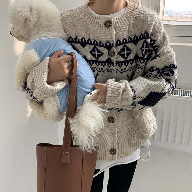Luvik | Retro Korean Style Loose Rhombus Pattern Thickened Student Sweater Coat